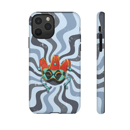 iPhone 11 Pro / Glossy Phone Case - Venetian Jester Mask – Blue Retro Soft Revival Phone Case