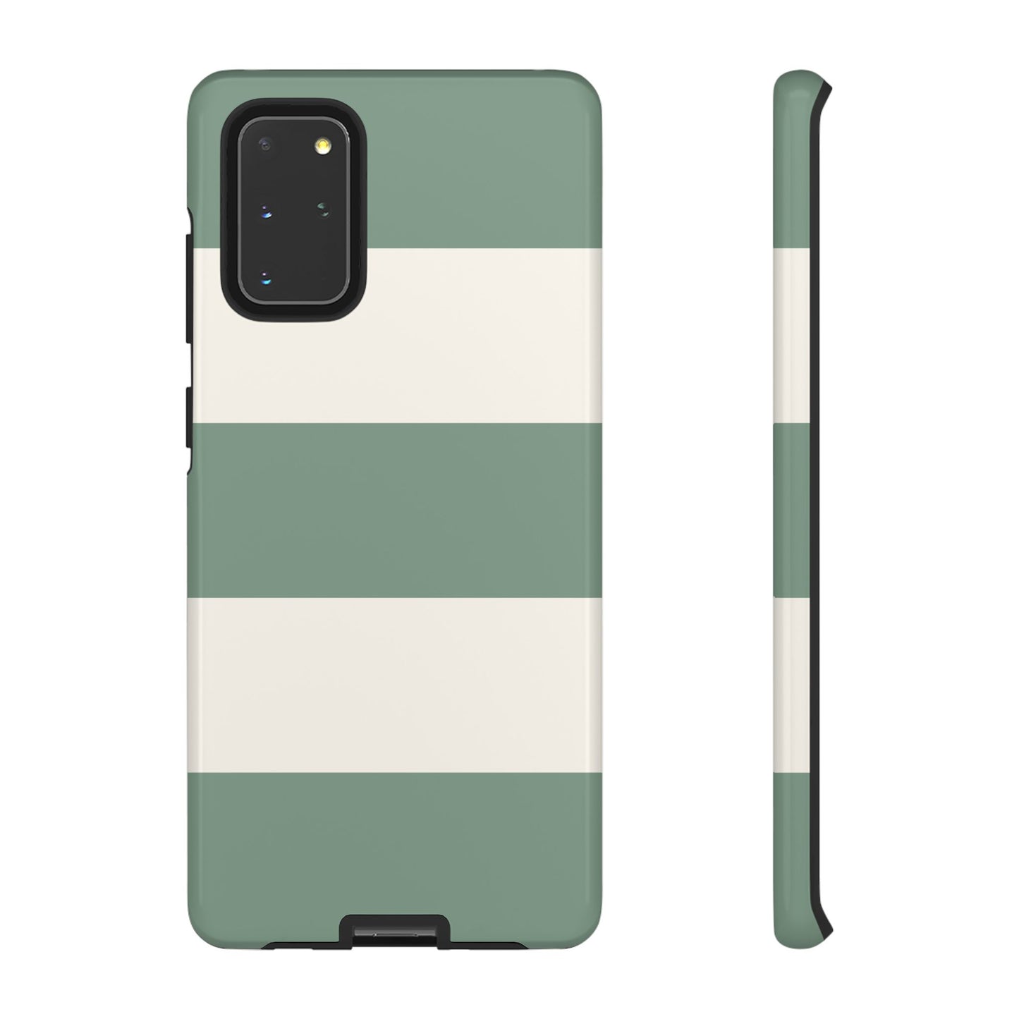 Samsung Galaxy S20+ / Glossy Phone Case - Green & White Horizontal Stripe Pattern Phone Case