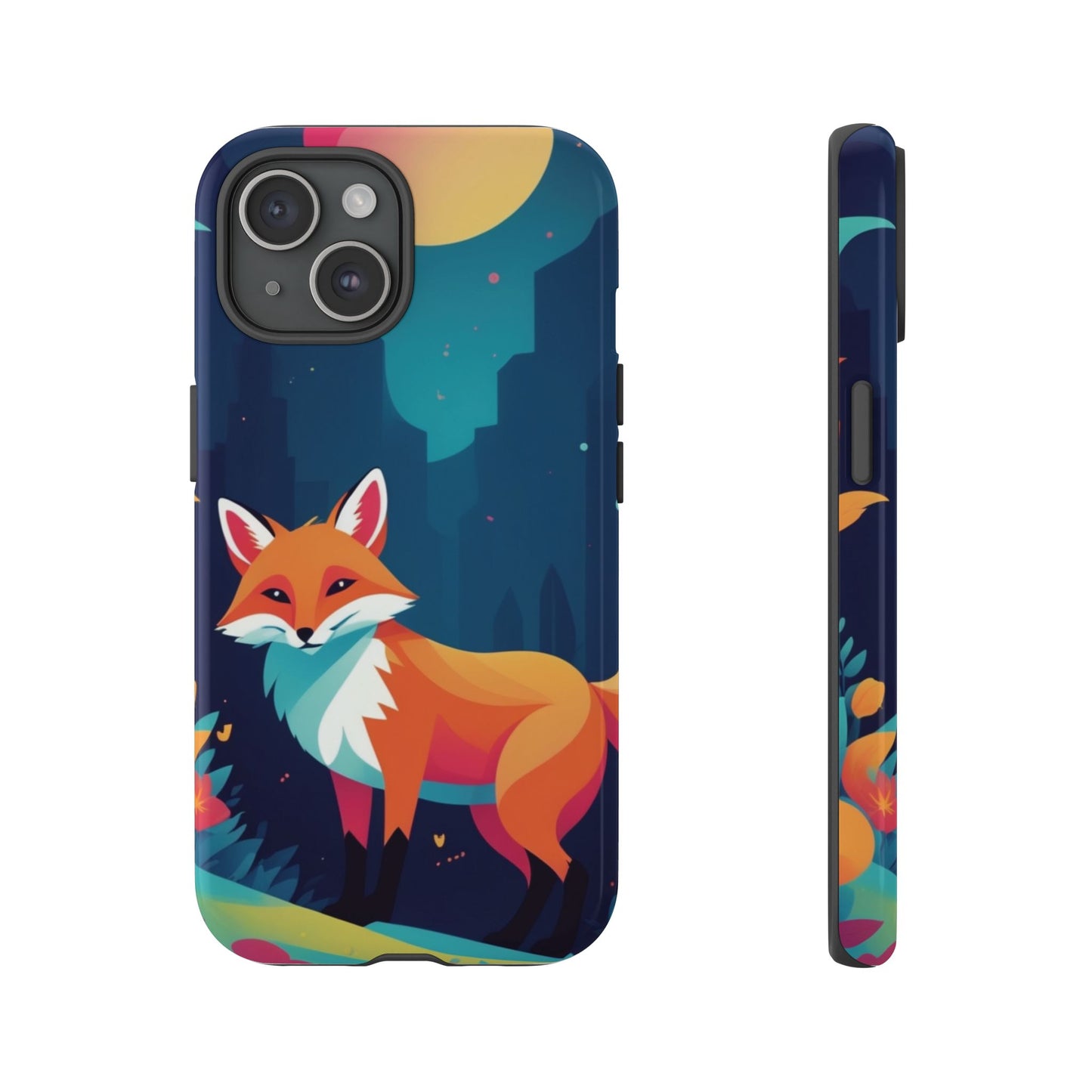 iPhone 15 / Glossy Phone Case - Stylised Fox Design Phone Case