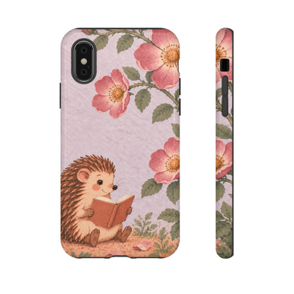 Whimsical Lilac Hedgehog and Wild Rose Phone Case - Purple Phone Case - iPhone X / Glossy