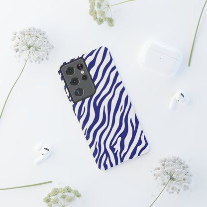 Stylish Electric Blue Zebra Print Phone Case