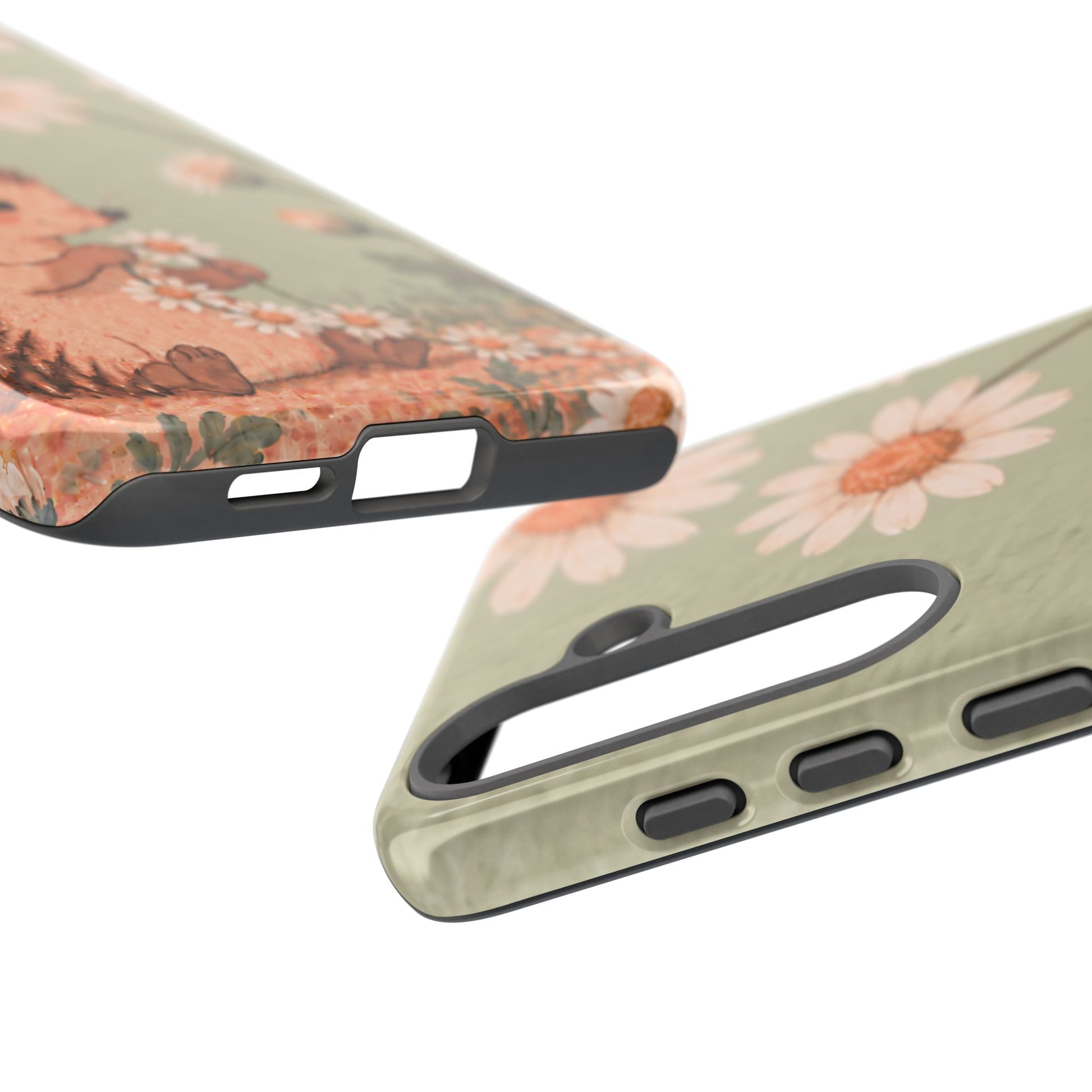 Whimsical Sage Green Hedgehog and Daisy Chain Phone Case - Green Phone Case