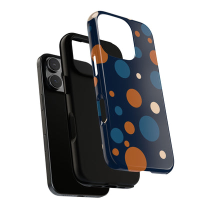 Phone Case - ’Bold Navy Blue & Orange / White Dot Pattern’ Phone Case