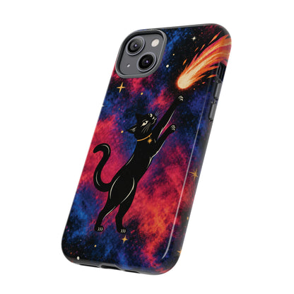 Whimsical Multicolour Celestial Black Cat Phone Case