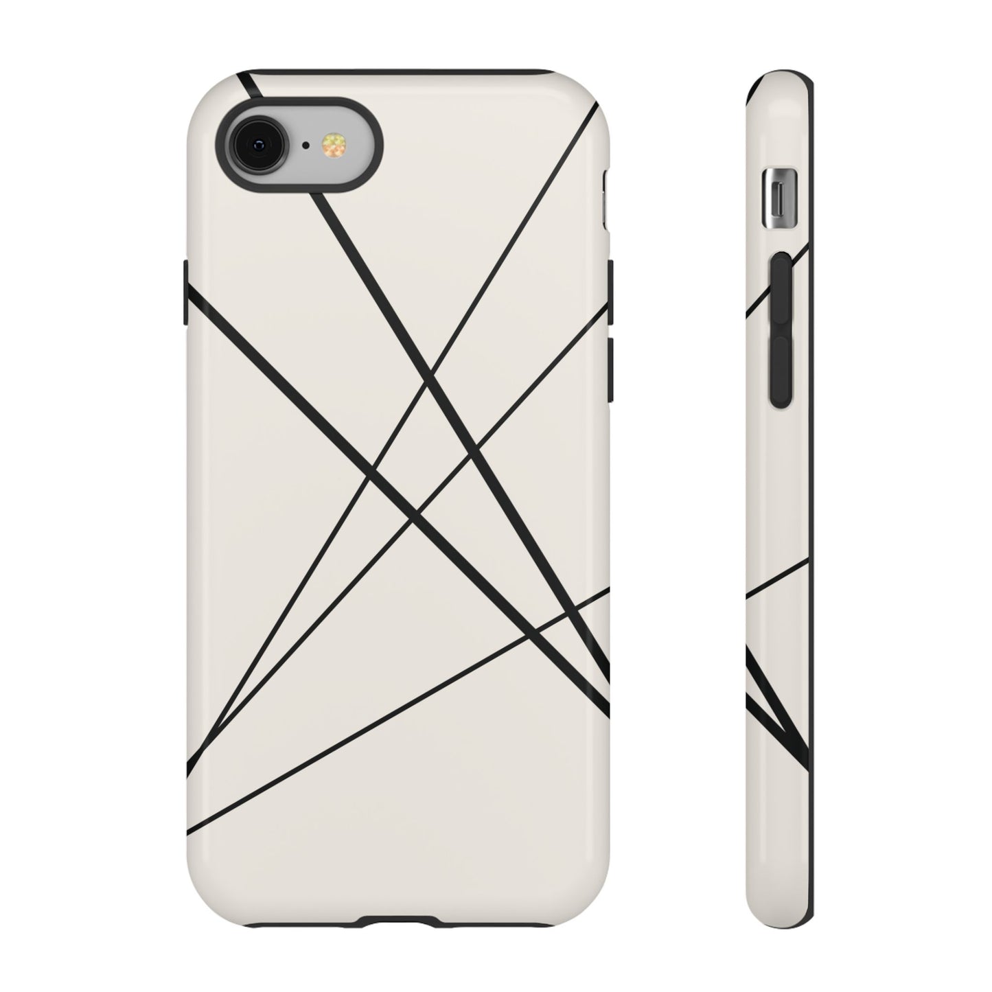 iPhone 8 / Glossy Phone Case - Abstract White with Black Lines Phone Case