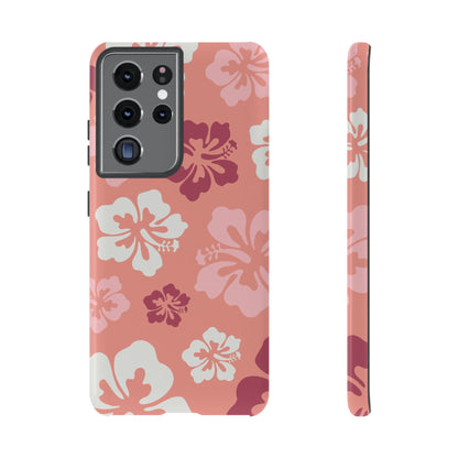 Samsung Galaxy S21 Ultra / Glossy Phone Case - ’Pink Hibiscus Retro Pattern #3’ Phone Case