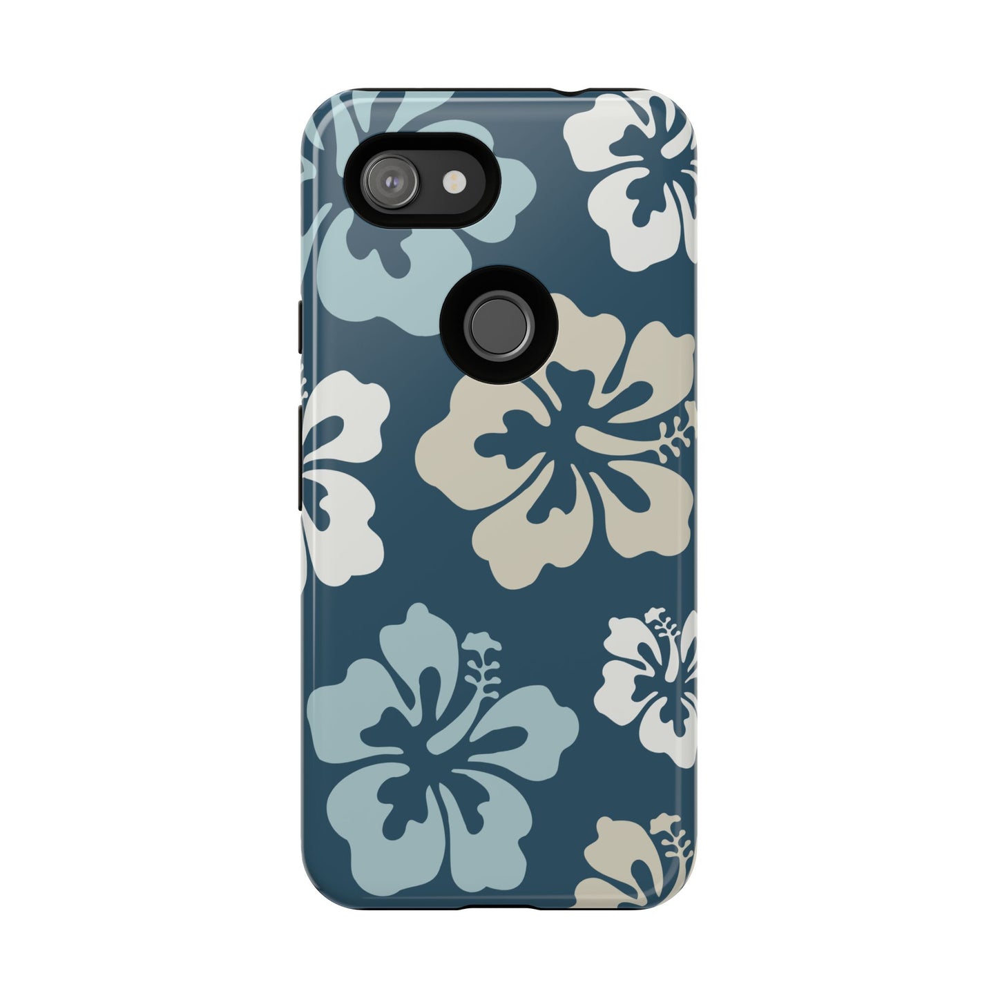 Google Pixel 3a / Glossy Phone Case - ’Blue Hibiscus Retro Pattern #1’ Phone Case