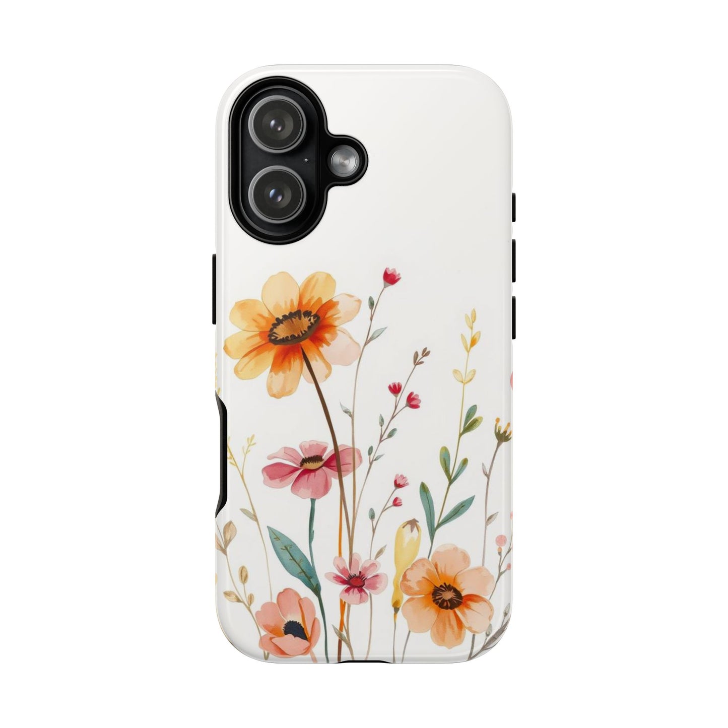 iPhone 17 / Glossy Phone Case - Boho Chic Watercolour Wild Blooms Pattern Phone Case