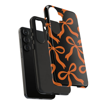 Bold Black and Burnt Orange Bow Pattern Phone Case - Black Phone Case