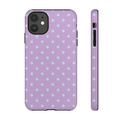 iPhone 11 / Glossy Phone Case - Trendy Lilac & Ice Blue Dot Pattern Phone Case