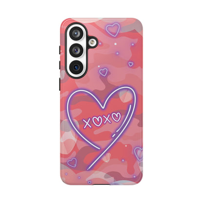 Love Heart Neon Camo Phone Case - Pink Phone Case - Samsung Galaxy S26 Plus / Glossy