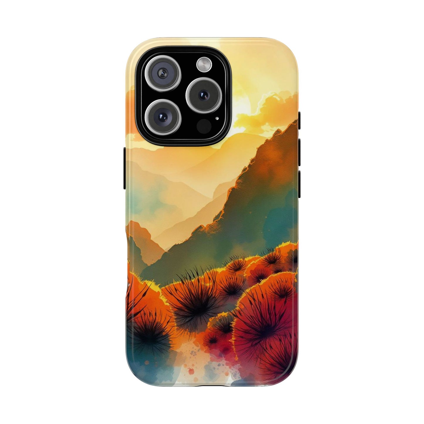 iPhone 16 Pro / Glossy Phone Case - Ideallic Watercolour Sunset Design Phone Case