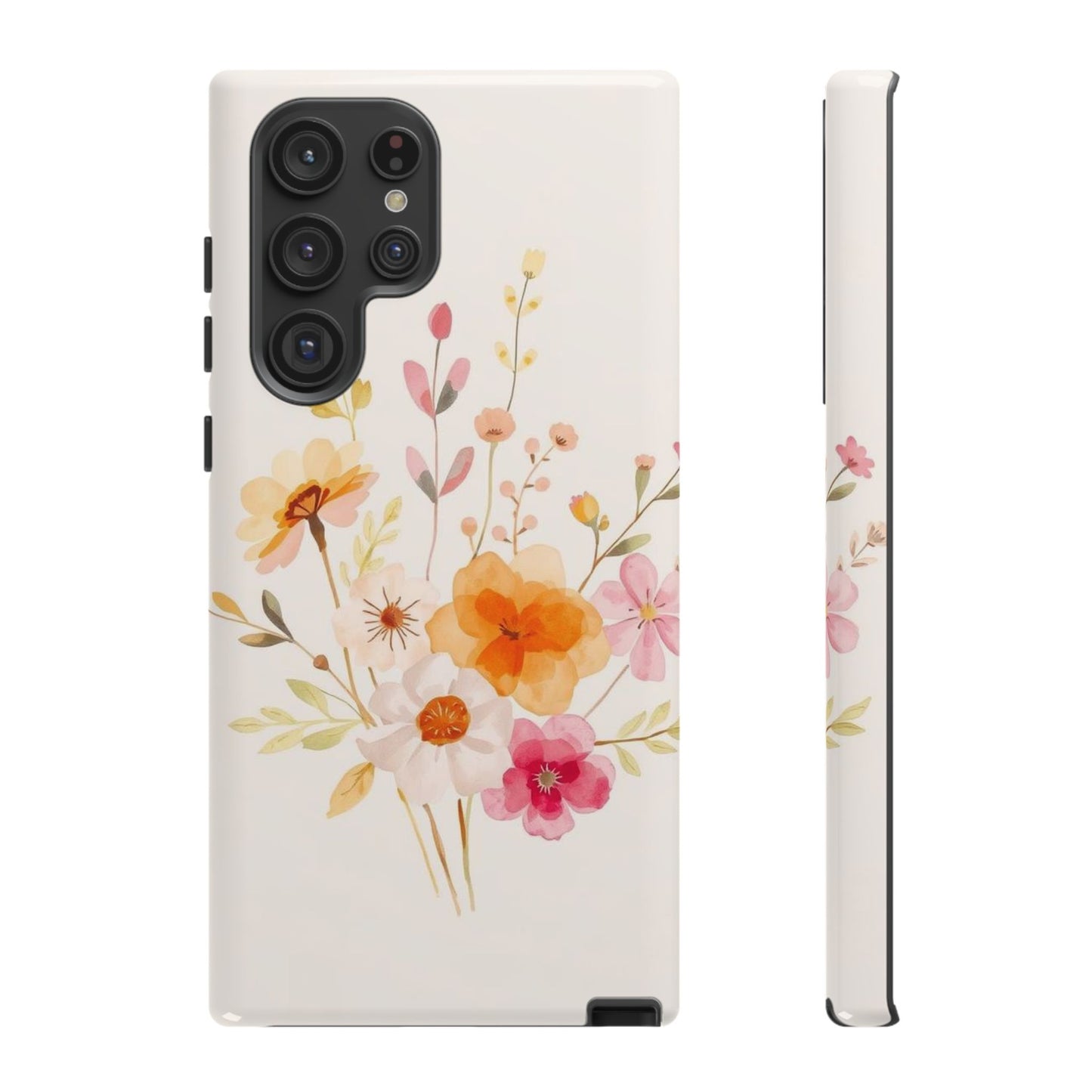 Samsung Galaxy S22 Ultra / Glossy Phone Case - Boho Chic Watercolour Flower Pattern Phone Case