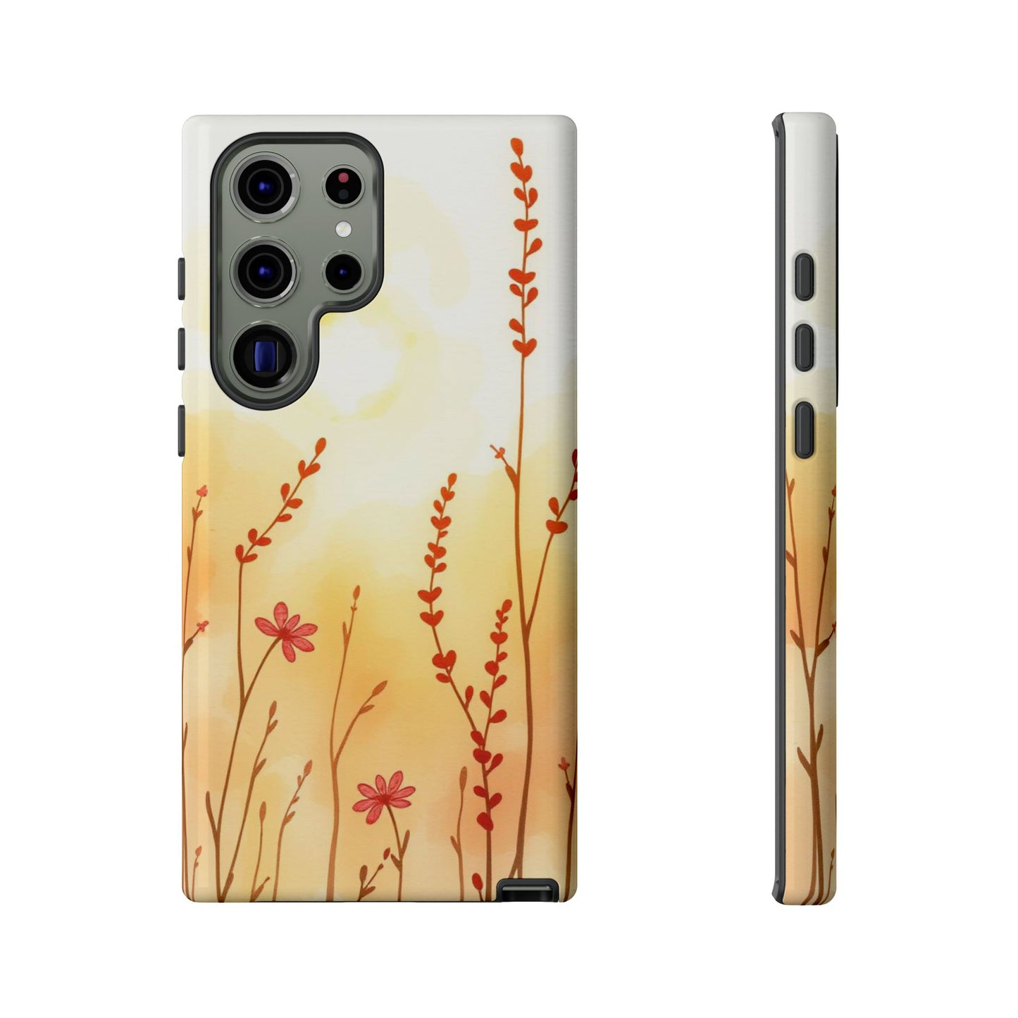 Samsung Galaxy S23 Ultra / Glossy Phone Case - Boho Chic Watercolour Wildflower Dusk Pattern Phone Case