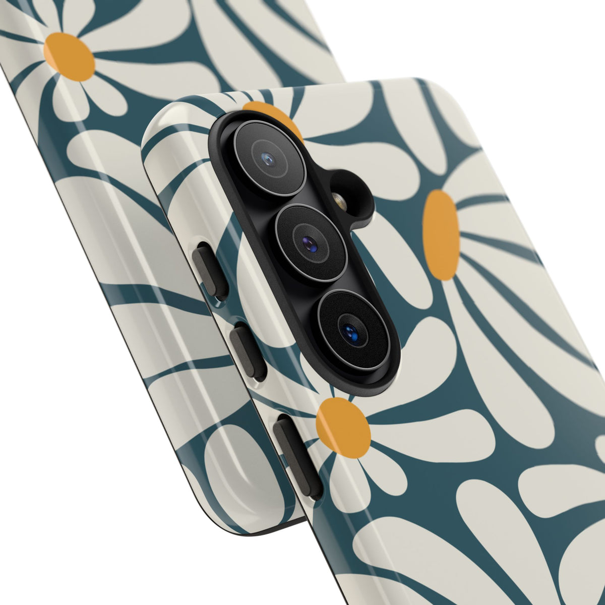 Retro Blue Daisy Pattern Phone Case - Blue Phone Case