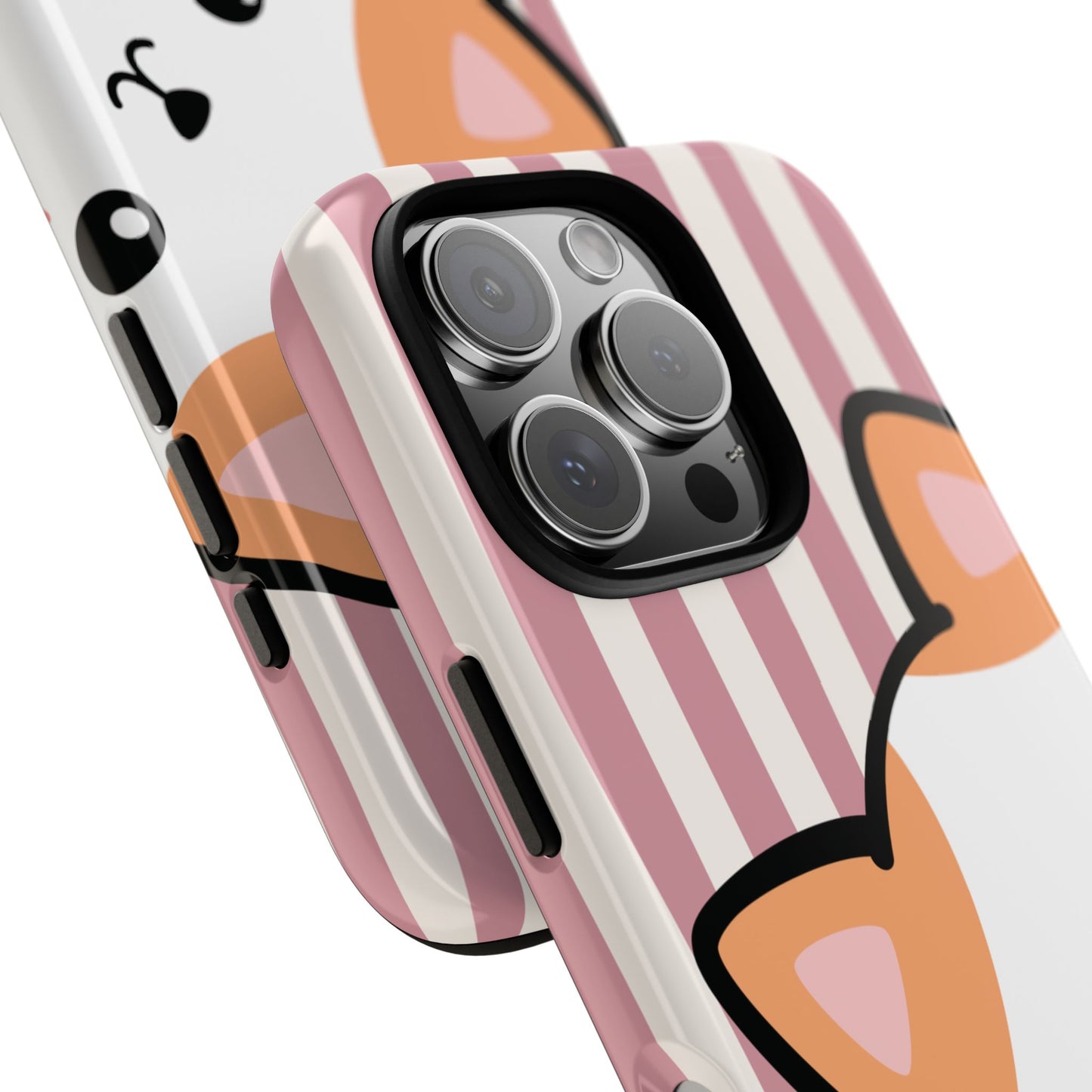 Playful Peakaboo Cat with Pink Stripe Pattern Phone Case - Pink Phone Case