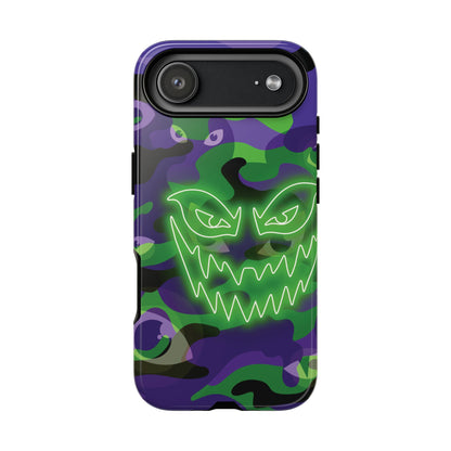 iPhone 17 Air / Glossy Phone Case - Green & Purple Neon Face Camo Phone Case