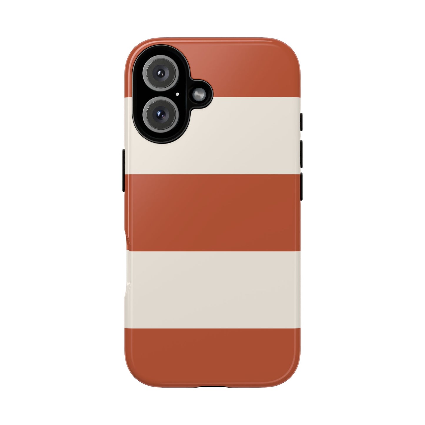 iPhone 16 / Glossy Phone Case - Terracotta Horizontal Stripe Pattern Phone Case