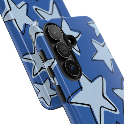 Cobalt Blue Doodle Star Phone Case