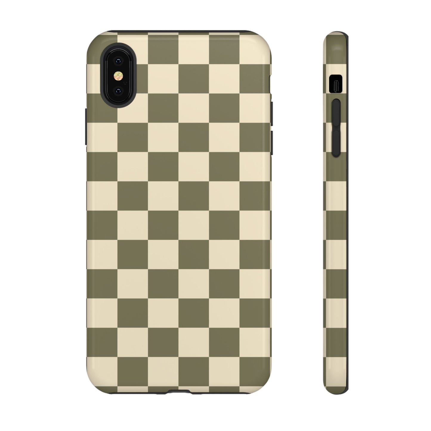 iPhone XS MAX / Glossy Phone Case - ’Green Checkered Pattern’ Phone Case