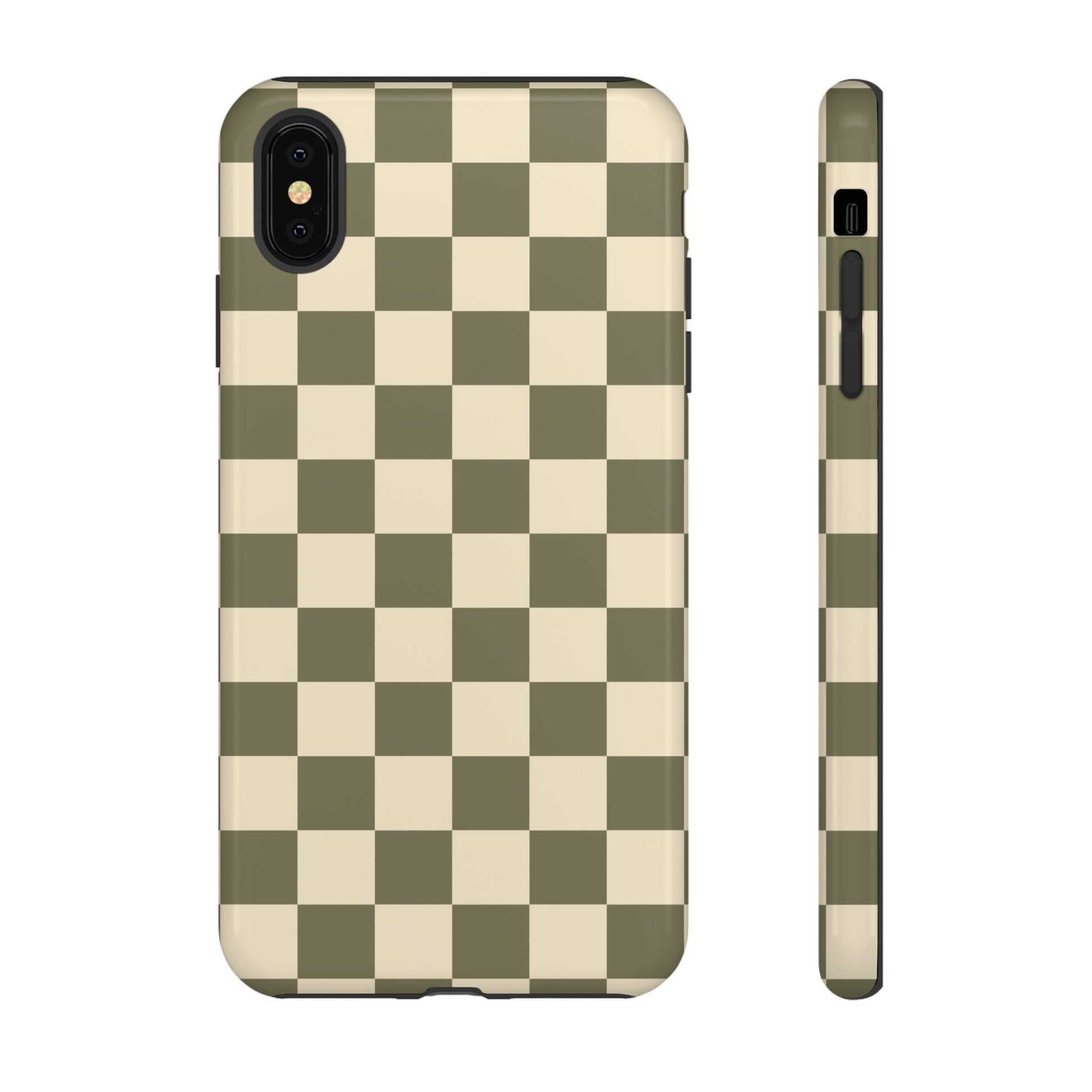 iPhone XS MAX / Glossy Phone Case - ’Green Checkered Pattern’ Phone Case