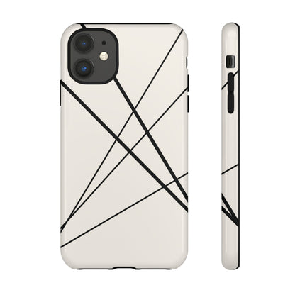 Abstract White with Black Lines Phone Case - White Phone Case - iPhone 11 / Glossy