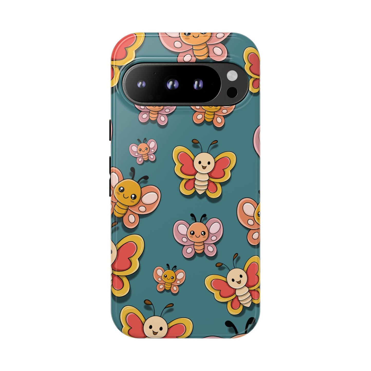 Blue Butterfly Sticker Design Phone Case - Blue Phone Case - Google Pixel 9 Pro / Glossy
