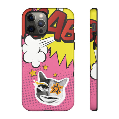 Bold Pink Pop Art Cat Phone Case - Pink Phone Case - iPhone 12 Pro / Glossy