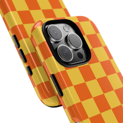 Trendy Orange & Yellow Checked Pattern Phone Case - Orange Phone Case