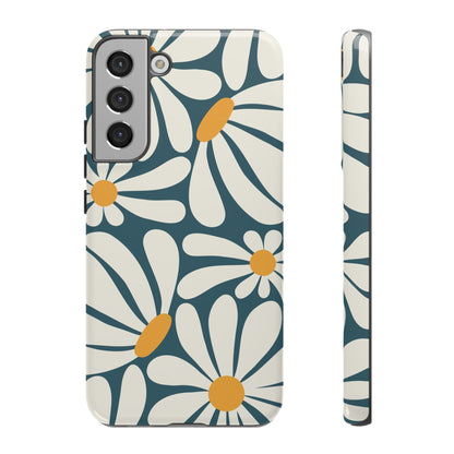 Retro Blue Daisy Pattern Phone Case - Blue Phone Case - Samsung Galaxy S22 Plus / Glossy