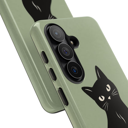 Minimalist Sage Green & Black Cat Phone Case