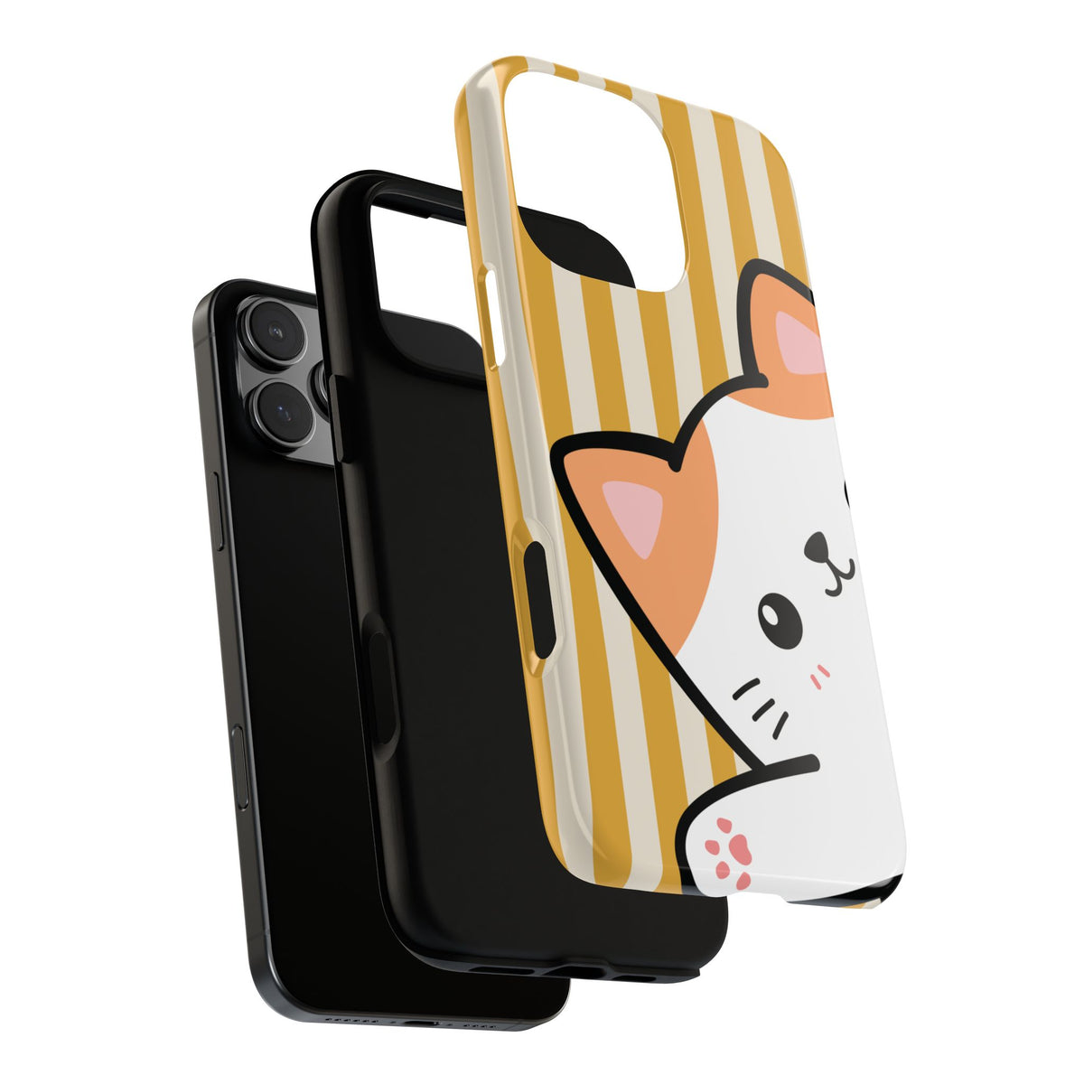 Playful Peakaboo Cat with Yellow Stripe Pattern Phone Case - Yellow Phone Case