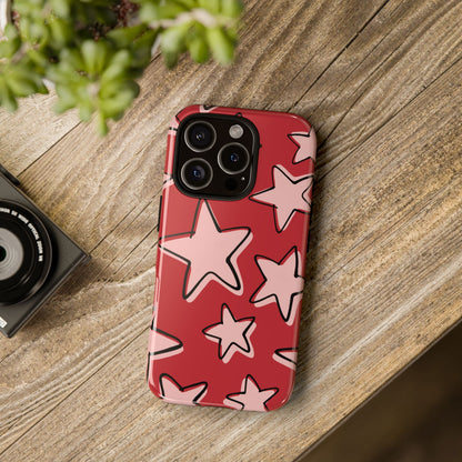 Cherry Red Doodle Star Phone Case