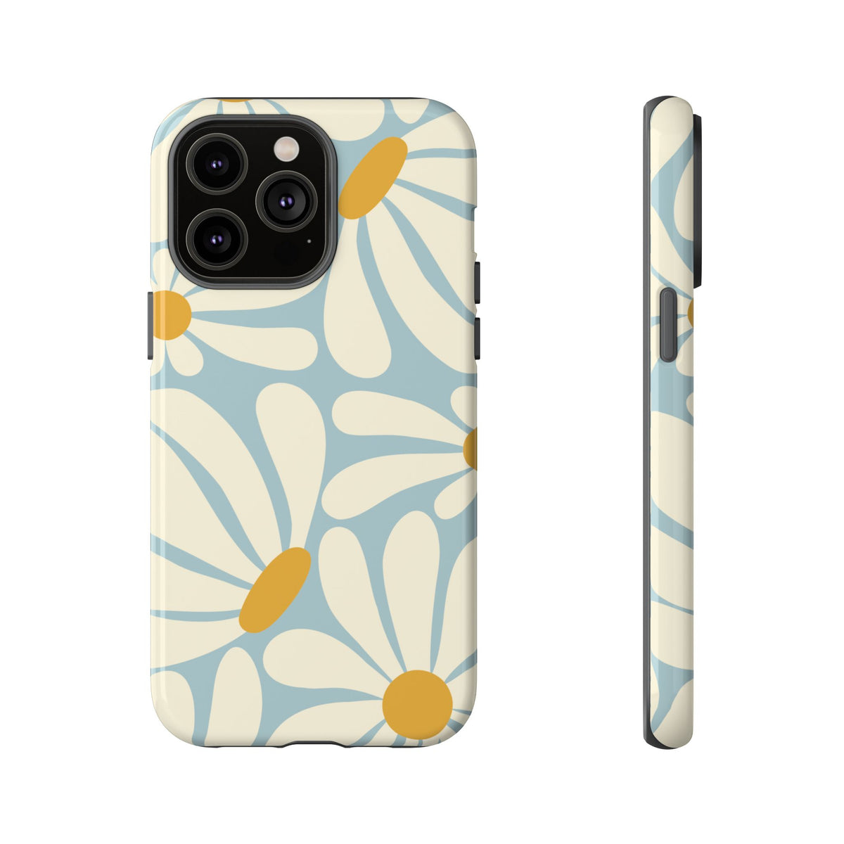 Retro Light Blue Daisy Pattern Phone Case - Blue Phone Case - iPhone 14 Pro Max / Glossy