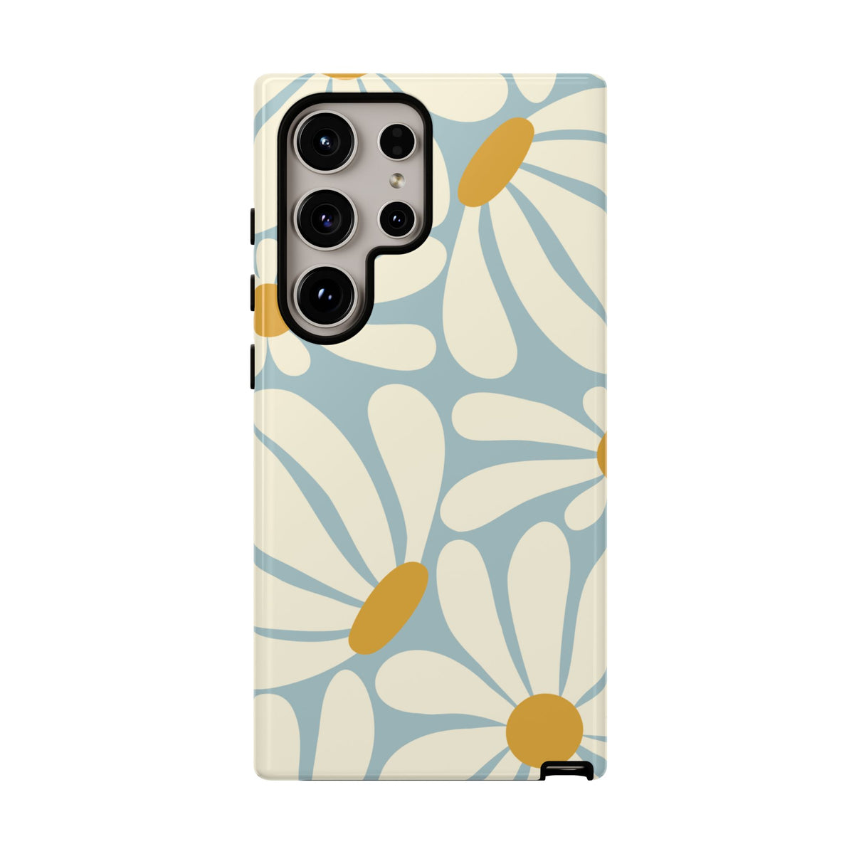 Retro Light Blue Daisy Pattern Phone Case - Blue Phone Case - Samsung Galaxy S24 Ultra / Glossy