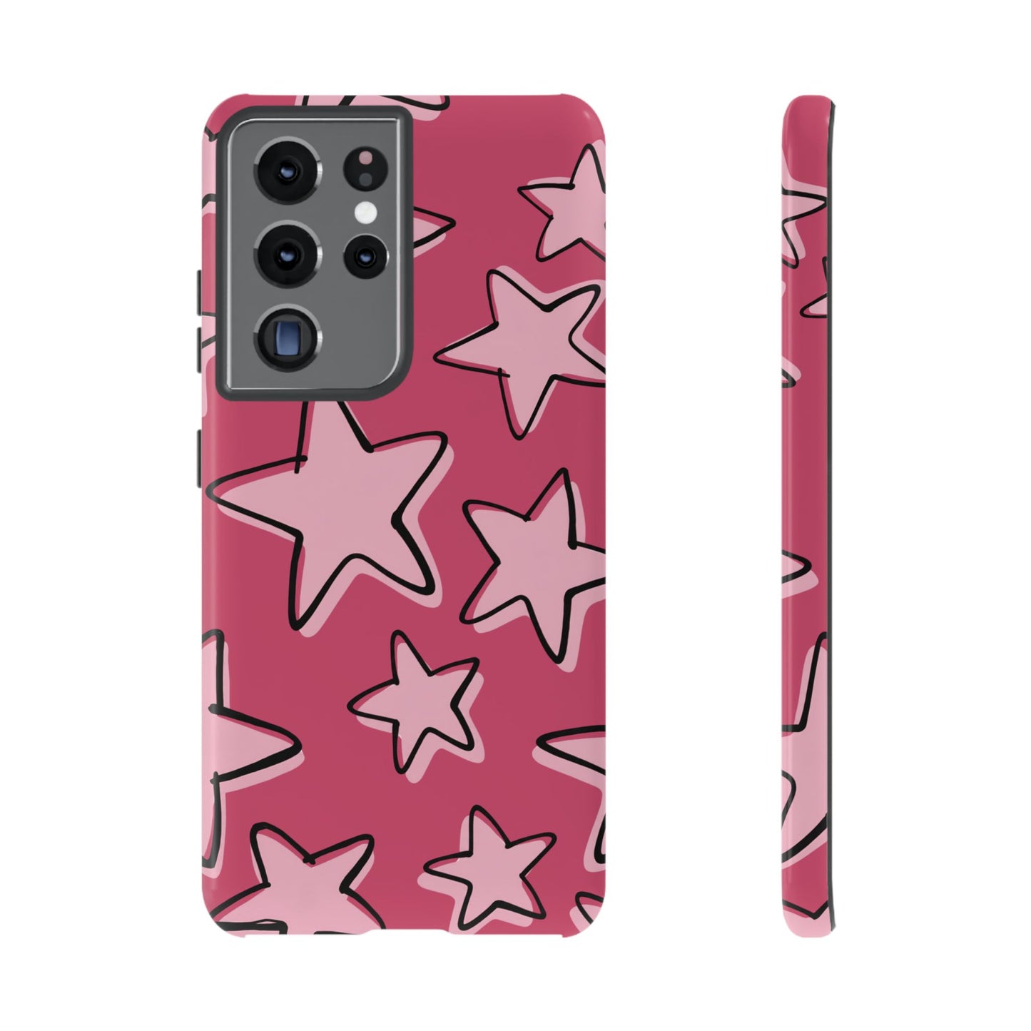 Raspberry Pink Doodle Star Phone Case