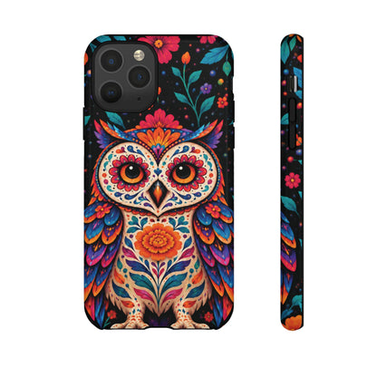 Vibrant Orange and Turquoise Calavera Owl Phone Case - Multicolor Phone Case - iPhone 11 Pro / Glossy