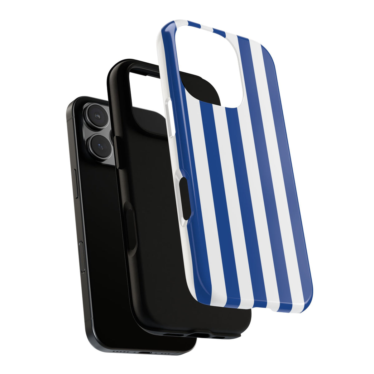 Simple Blue & White Stripe Pattern Phone Case - White Phone Case