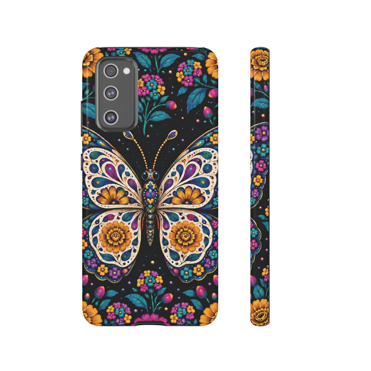 Vibrant Purple and Teal Calavera Butterfly Phone Case - Multicolor Phone Case - Samsung Galaxy S20 FE / Glossy