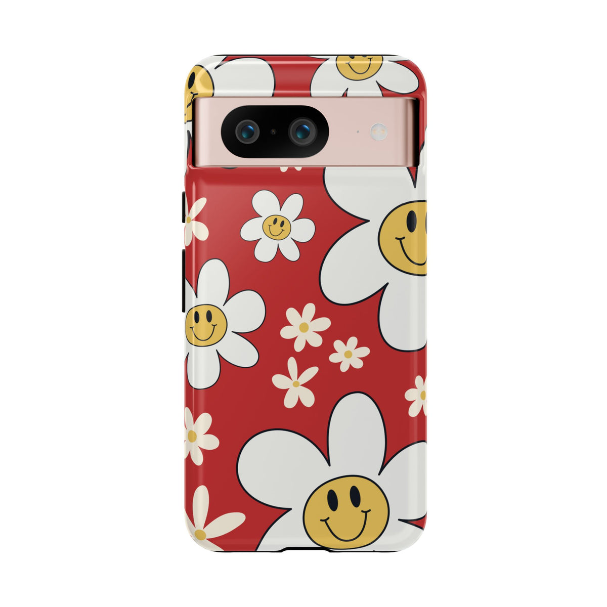 Fun Retro Daisy Pattern with Red Background Phone Case - Red Phone Case - Google Pixel 8 / Glossy