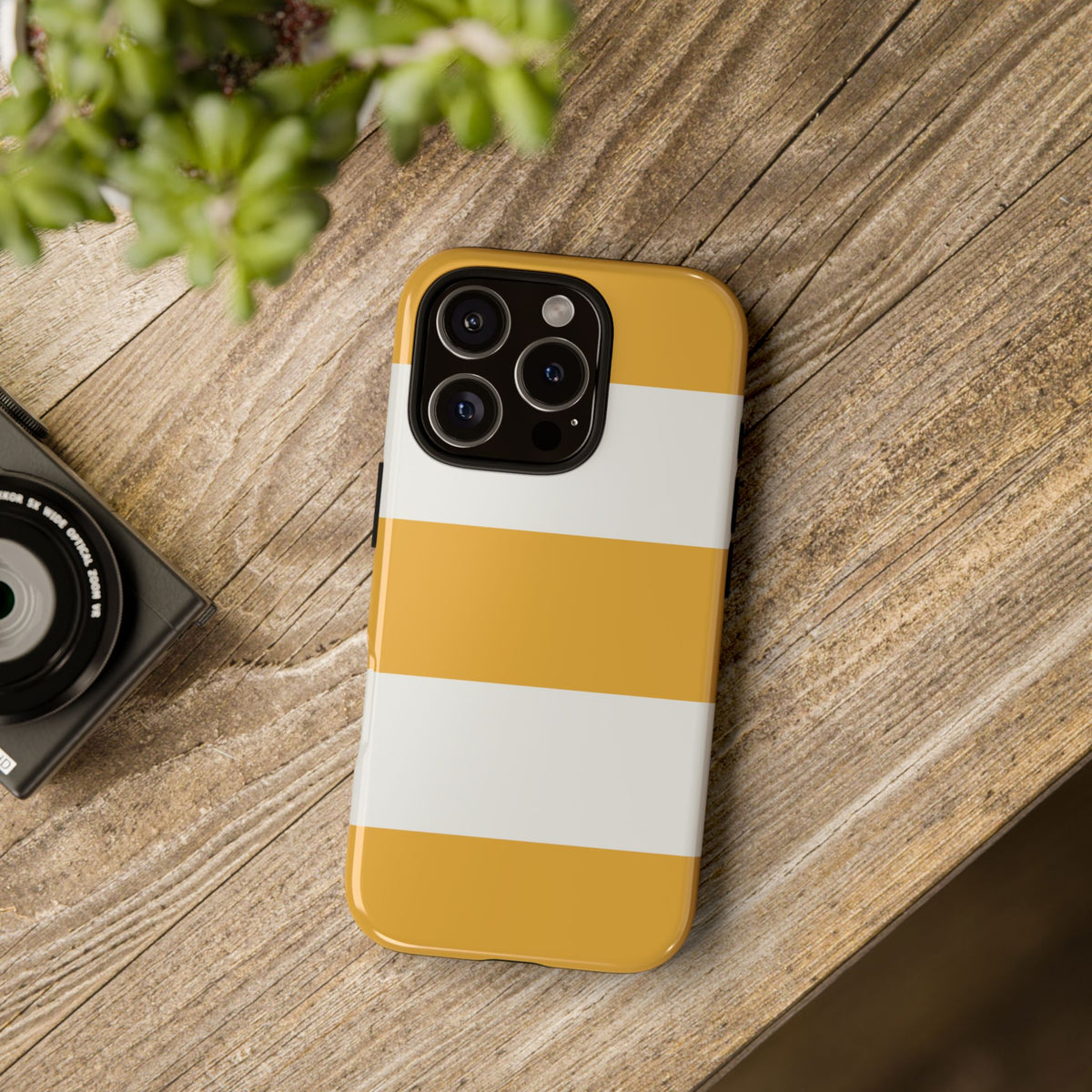 Yellow & White Horizontal Stripe Pattern Phone Case - Yellow Phone Case