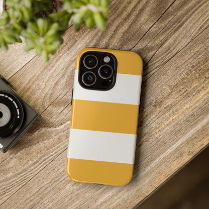 Yellow & White Horizontal Stripe Pattern Phone Case - Yellow Phone Case