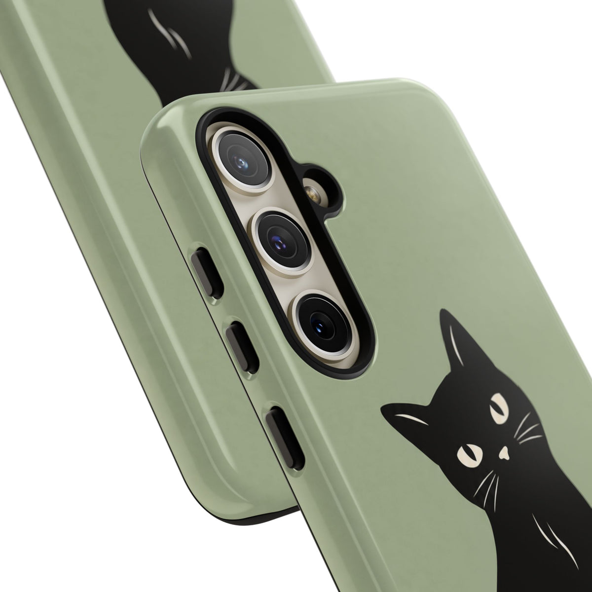 Minimalist Sage Green & Black Cat Phone Case