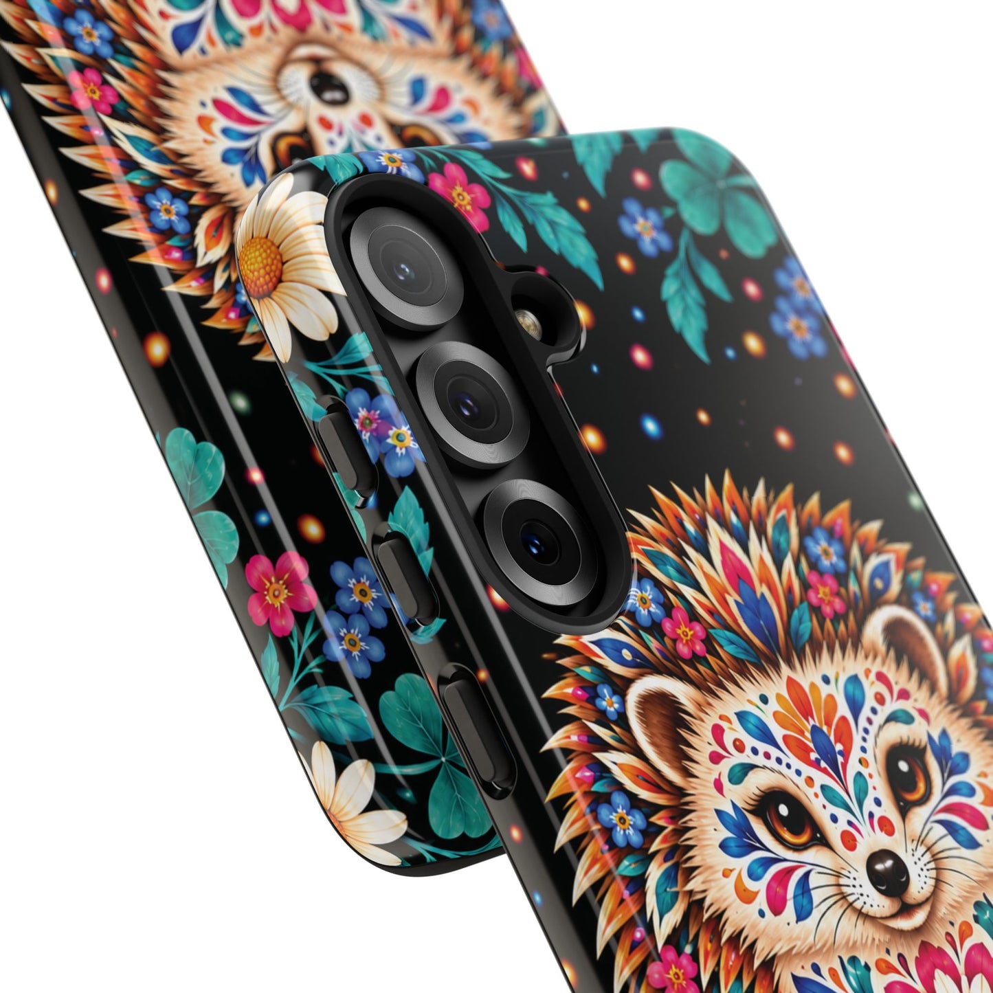 Vibrant Orange and Turquoise Calavera Hedgehog Phone Case - Multicolor Phone Case