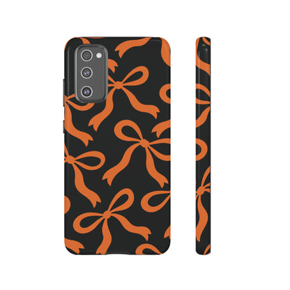 Bold Black and Burnt Orange Bow Pattern Phone Case - Black Phone Case - Samsung Galaxy S20 FE / Glossy