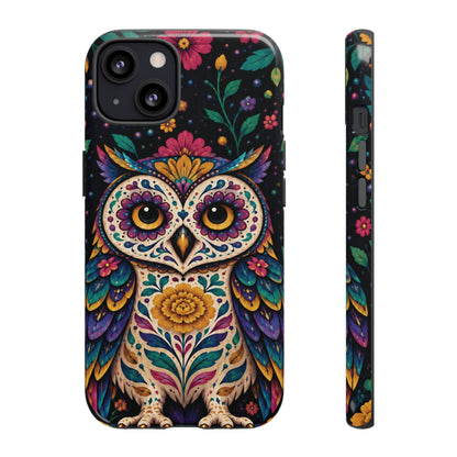 Vibrant Purple and Teal Calavera Owl Phone Case - Multicolor Phone Case - iPhone 13 / Glossy