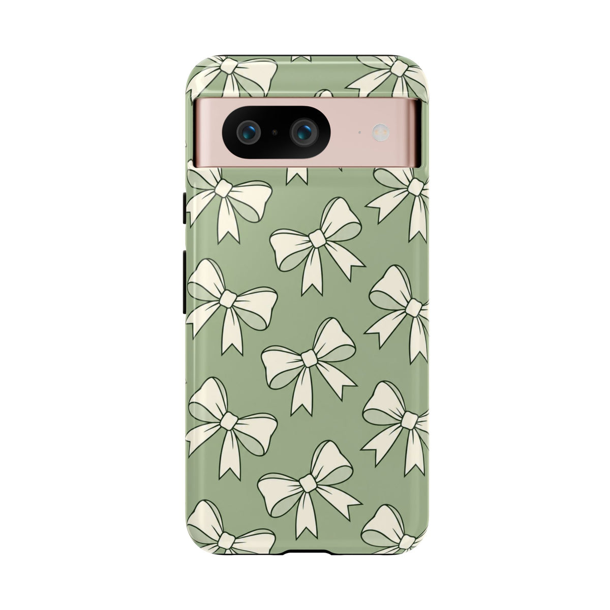 Chic Sage Green Bow Pattern Phone Case