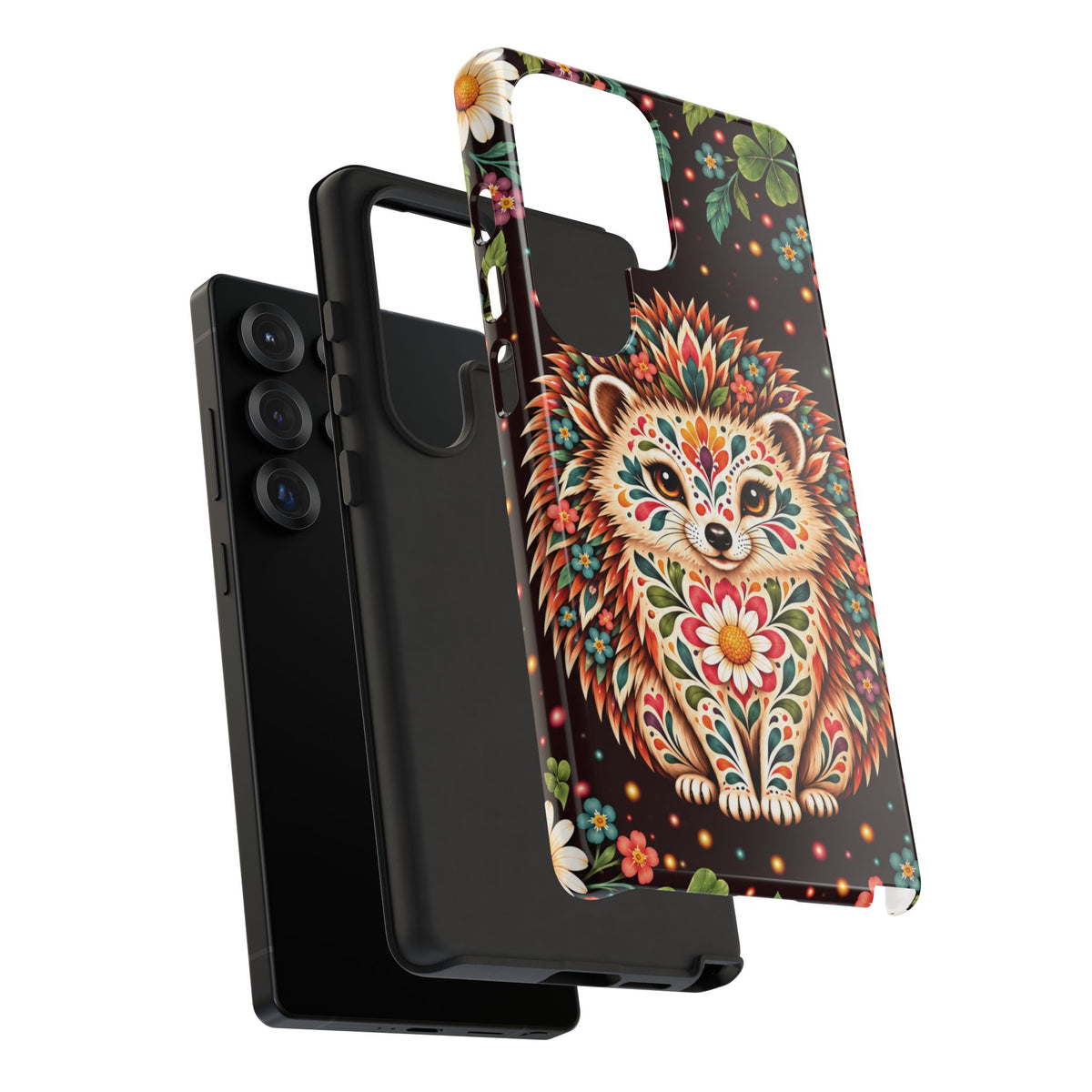 Vibrant Terracotta and Teal Calavera Hedgehog Phone Case - Multicolor Phone Case