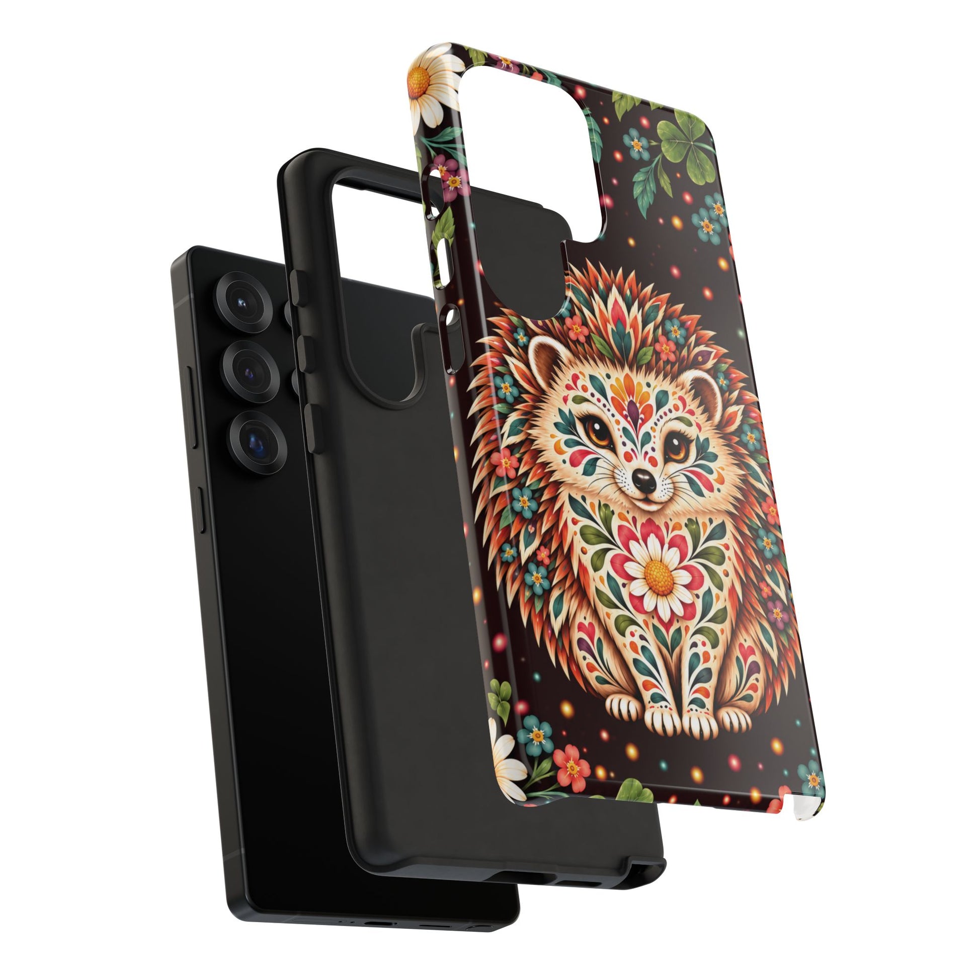 Vibrant Terracotta and Teal Calavera Hedgehog Phone Case - Multicolor Phone Case