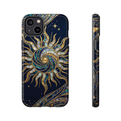 Elegant Navy & Gold Solar Spiral Phone Case